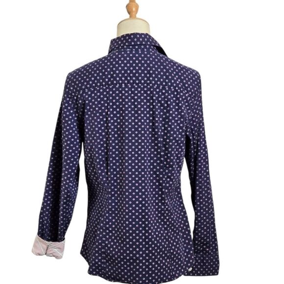 L.L. Bean Navy and Pink Polka Dot Button Down Shirt - Picture 4 of 6